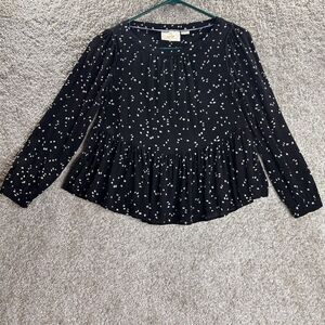 Maeve Anthropologie Cheyenne Peplum Blouse Polka Dot Women's Size Xxsmall Petite